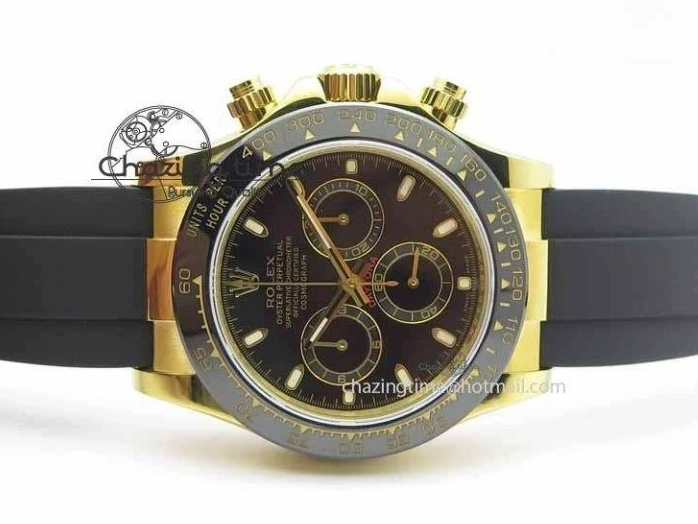 0301 Daytona YG 116518LN JH Best Edition Black Dial On Rubber Strap A4130 (Free XS rubber strap) WeatherProof 3645